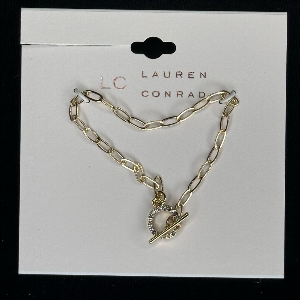 Lauren Conrad Dainty Link Crystal Toggle Closure Bracelet
